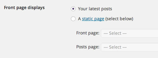 WordPress Reading Settings
