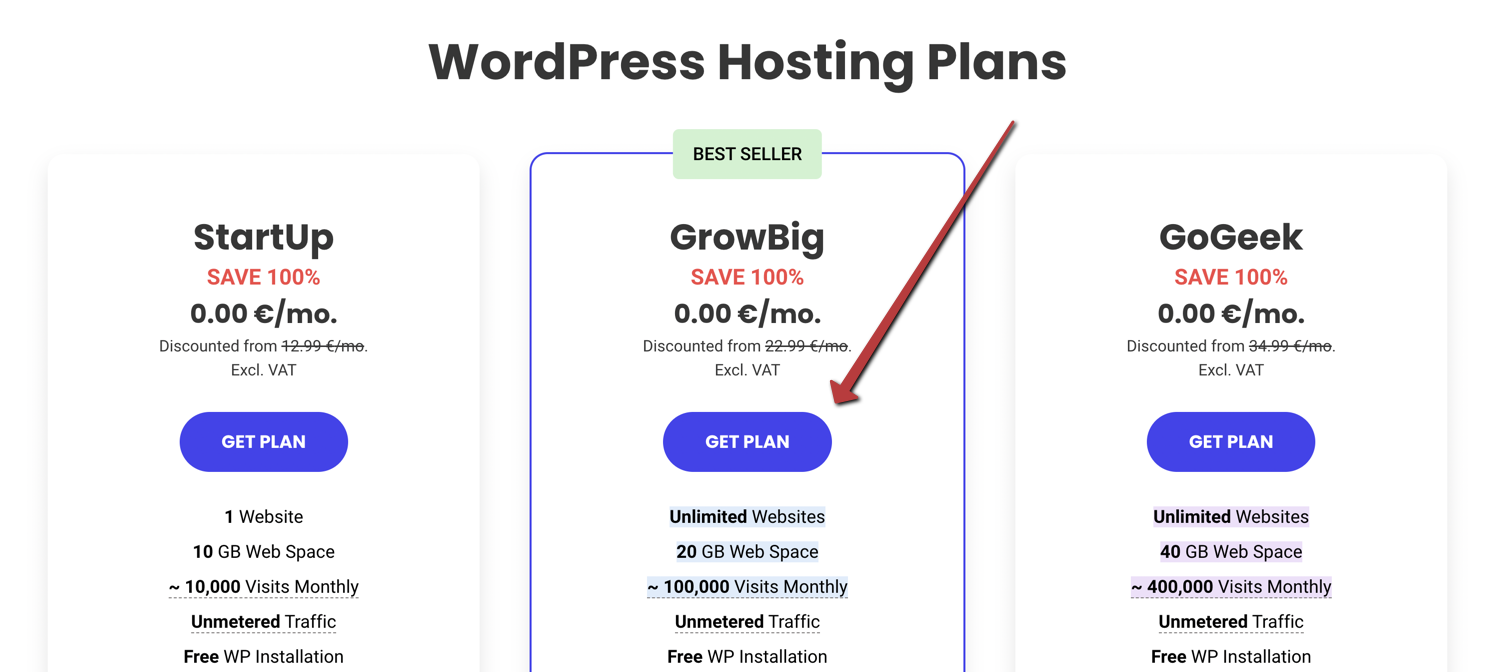 Siteground WordPress hosting plans