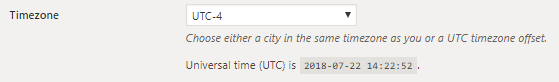 WordPress time zone settings