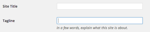 WordPress title and tagline settings
