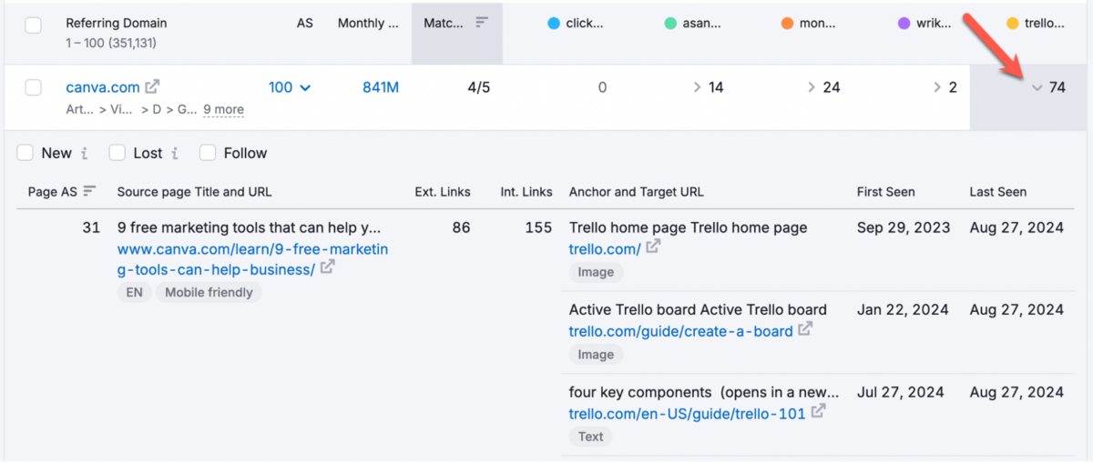 Getting more details on competitor's backlinks