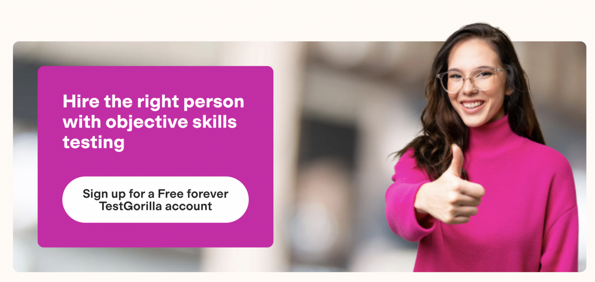 Example of an in-content CTA on TestGorilla's blog