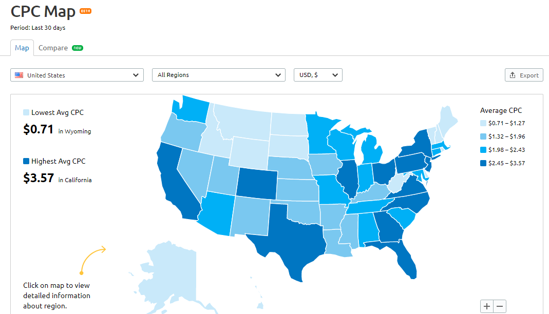 SEMrush PPC Map