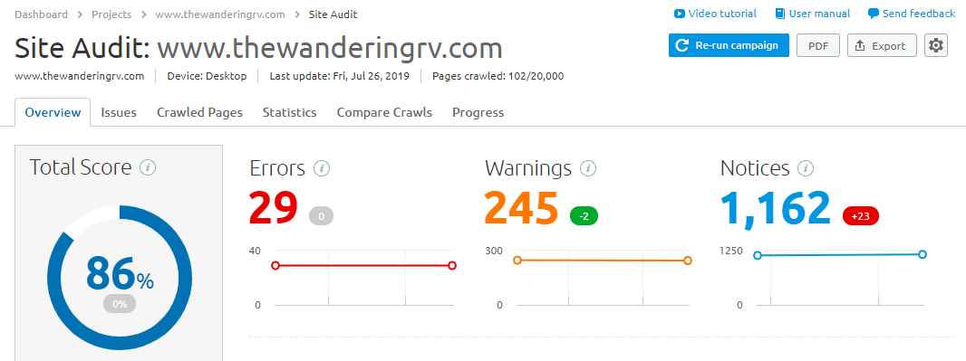 SEMrush SEO Site Audit